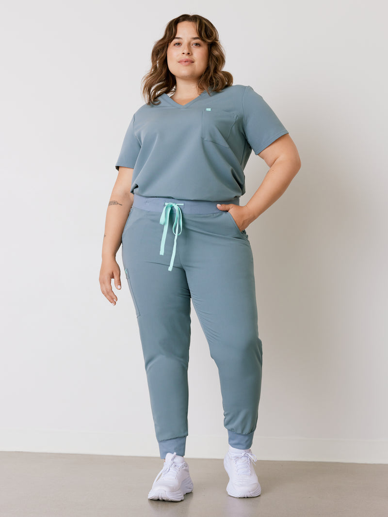 DEMI RE-GARDE™ - GRIS OCÉAN - Jogger Scrub Pants - SILVADUR™|| DEMI RE-GARDE™ - GRIS OCÉAN - Pantalon Jogger - SILVADUR™