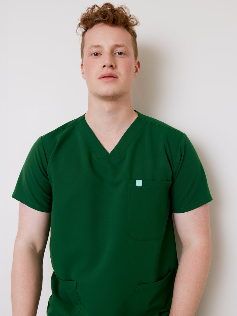 ZACK RE-GARDE™ - VERT EDEN - Three Pockets Men's Scrub Top - SILVADUR™||ZACK RE-GARDE™ - VERT EDEN - Haut Trois Poches - SILVADUR™