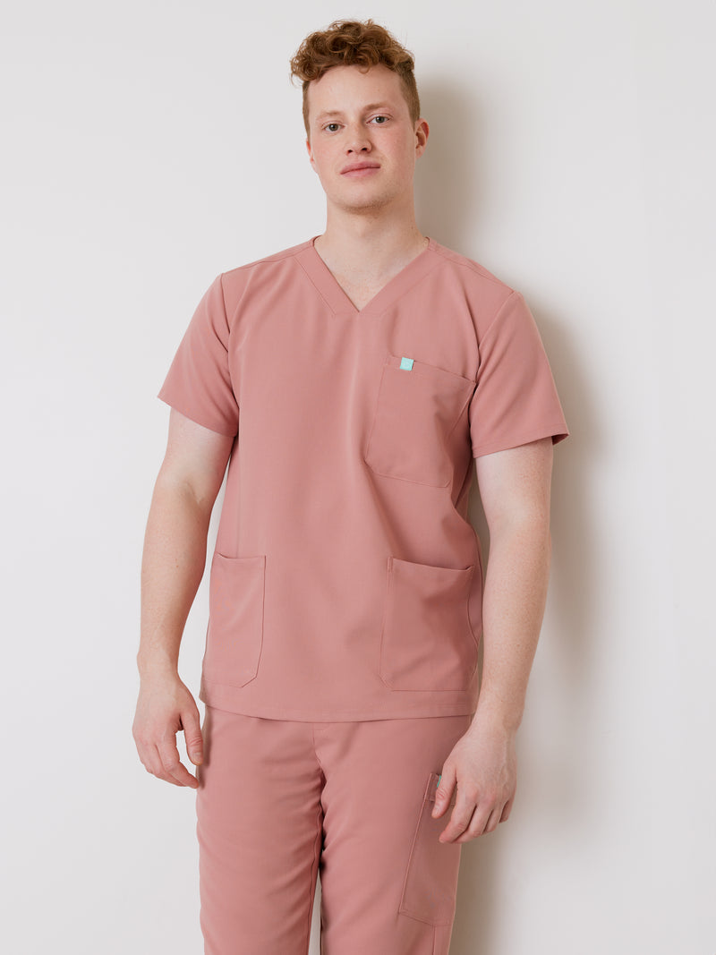 ZACK RE-GARDE™ - BLUSH - Three Pockets Men's Scrub Top - SILVADUR™||ZACK RE-GARDE™ - BLUSH - Haut Trois Poches - SILVADUR™