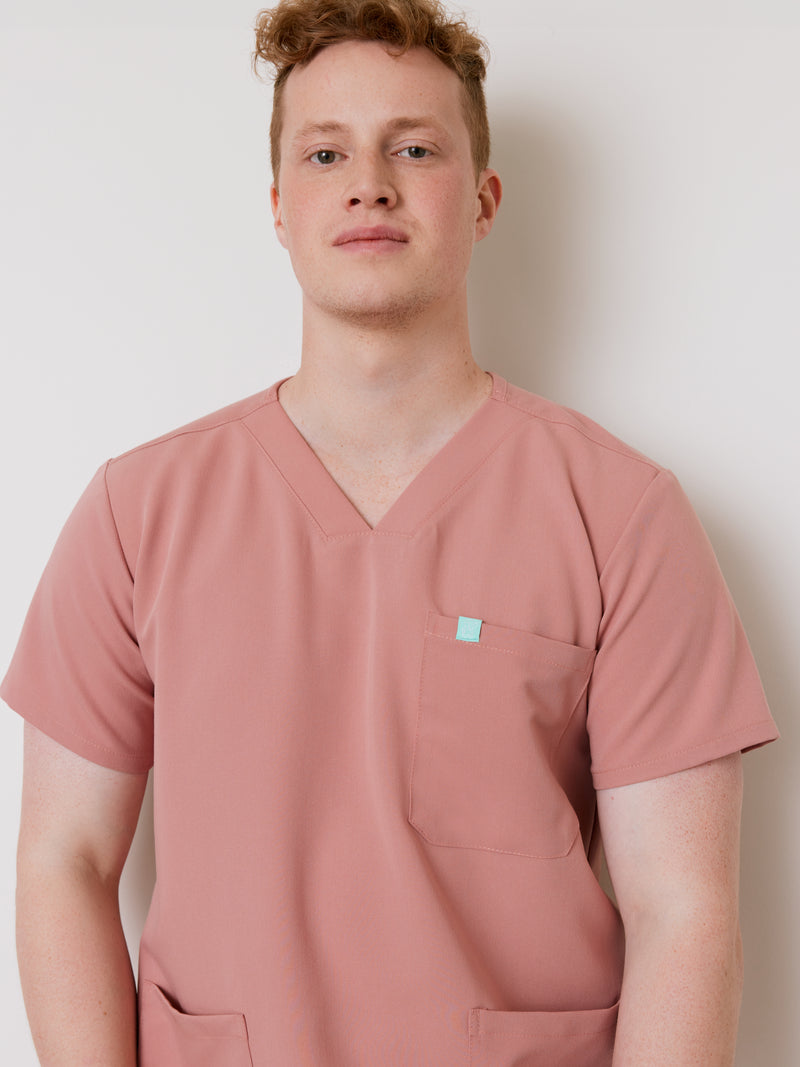 ZACK RE-GARDE™ - BLUSH - Three Pockets Men's Scrub Top - SILVADUR™||ZACK RE-GARDE™ - BLUSH - Haut Trois Poches - SILVADUR™