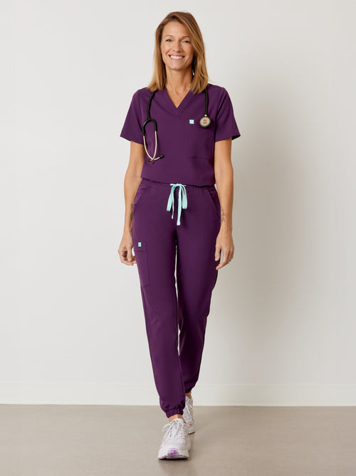 ROSIE RE-GARDE™ - AUBERGINE - Jogger Scrub Pants - SILVADUR™||ROSIE RE-GARDE™ - AUBERGINE - Pantalon Jogger - SILVADUR™