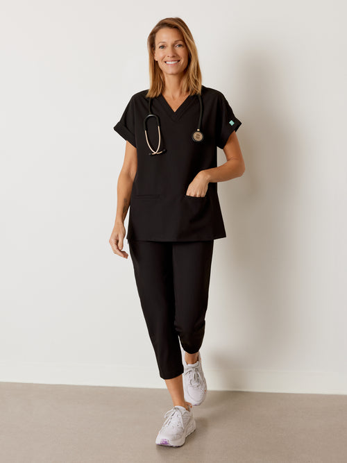 EVA RE-GARDE™ - NOIR - 7/8 Scrub Pants||EVA RE-GARDE™ - NOIR - Pantalon 7/8