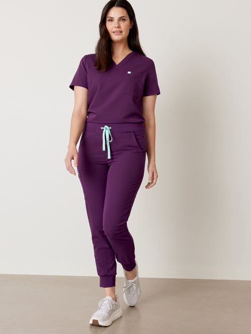 DEMI RE-GARDE™ - AUBERGINE - Jogger Scrub Pants - SILVADUR™|| DEMI RE-GARDE™ - AUBERGINE - Pantalon Jogger - SILVADUR™