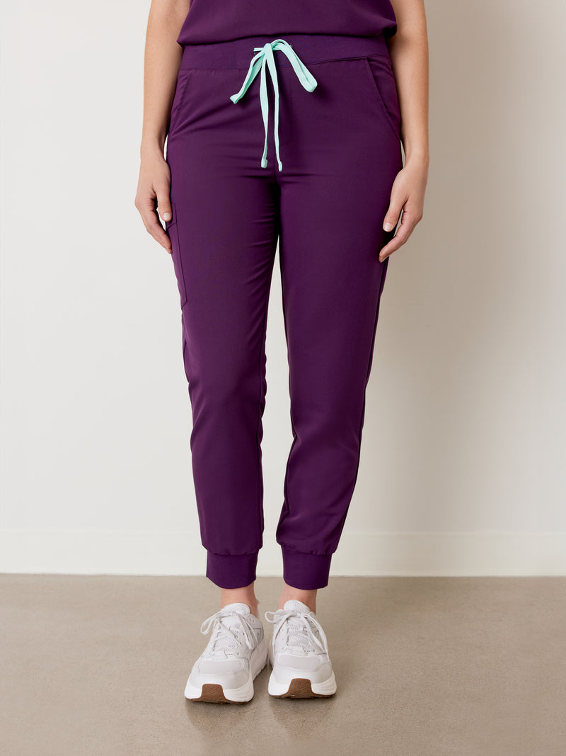 DEMI RE-GARDE™ - AUBERGINE - Jogger Scrub Pants - SILVADUR™|| DEMI RE-GARDE™ - AUBERGINE - Pantalon Jogger - SILVADUR™