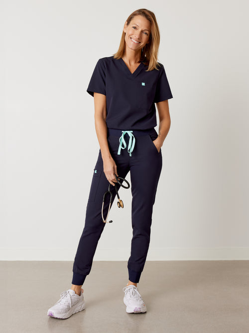 DEMI RE-GARDE™ - BLEU NAUTIQUE - Jogger Scrub Pants - SILVADUR™|| DEMI RE-GARDE™ - BLEU NAUTIQUE - Pantalon Jogger - SILVADUR™