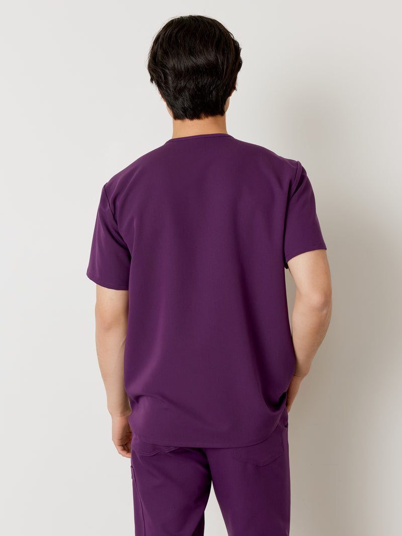 ZACK RE-GARDE™ - AUBERGINE - Three Pockets Men's Scrub Top - SILVADUR™||ZACK RE-GARDE™ - AUBERGINE - Haut Trois Poches - SILVADUR™