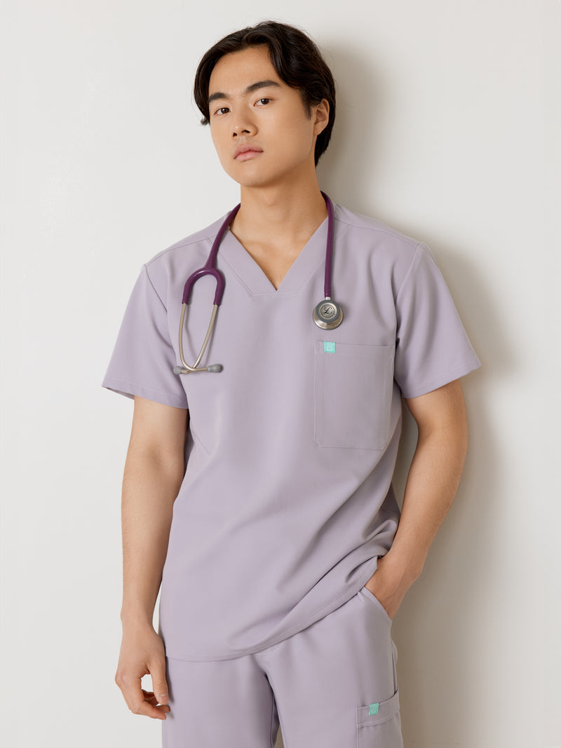 LOGAN RE-GARDE™ - PERLE - One Pocket Men's Scrub Top - SILVADUR™||LOGAN RE-GARDE™ - PERLE - Haut Une Poche - SILVADUR™