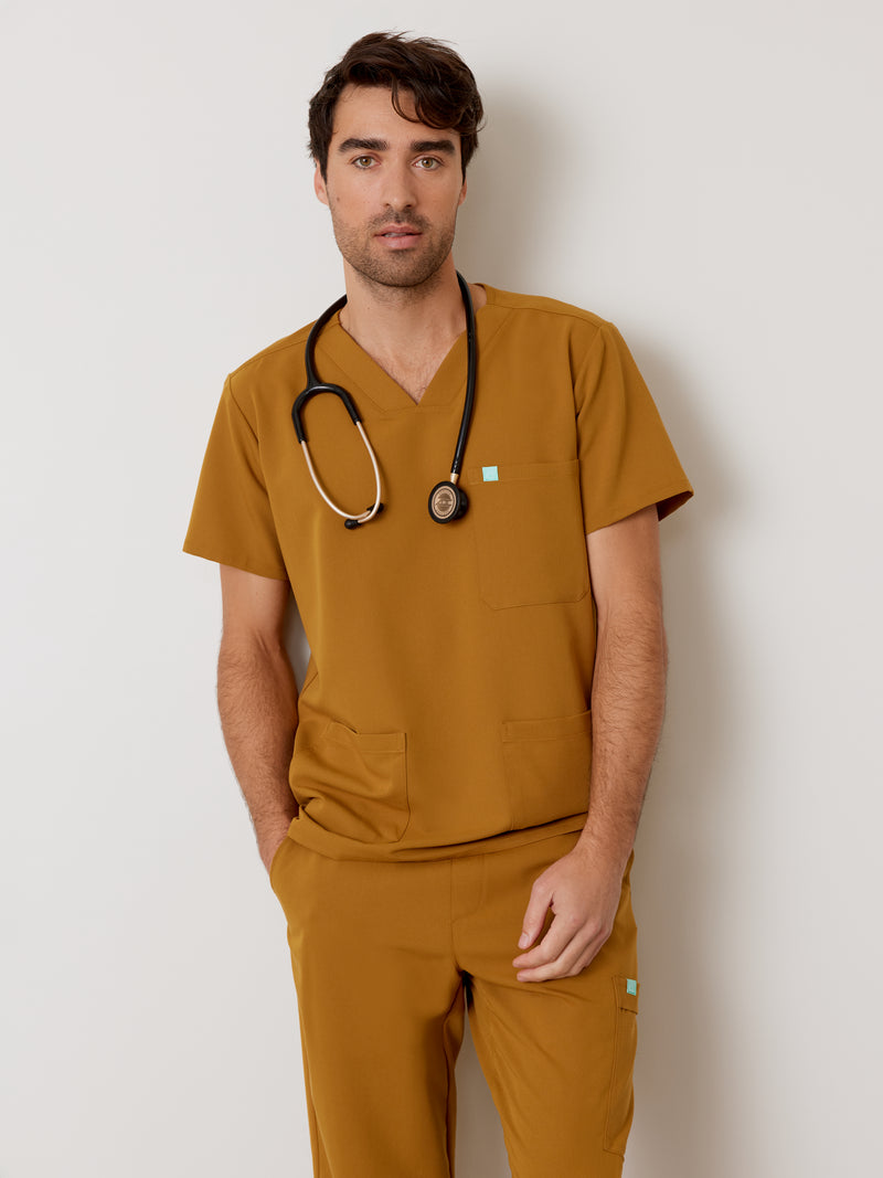 ZACK RE-GARDE™ - BRONZE - Three Pockets Men's Scrub Top - SILVADUR™||ZACK RE-GARDE™ - BRONZE - Haut Trois Poches - SILVADUR™