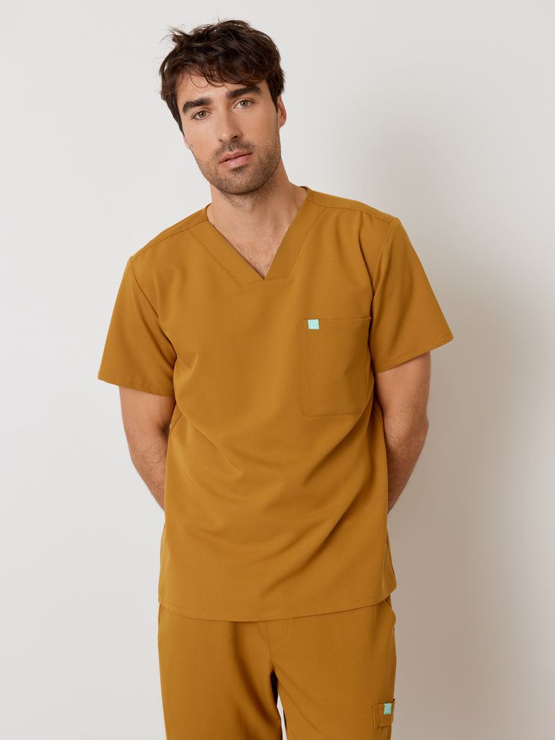 LOGAN RE-GARDE™ - BRONZE - One Pocket Men's Scrub Top - SILVADUR™||LOGAN RE-GARDE™ - BRONZE - Haut Une Poche - SILVADUR™