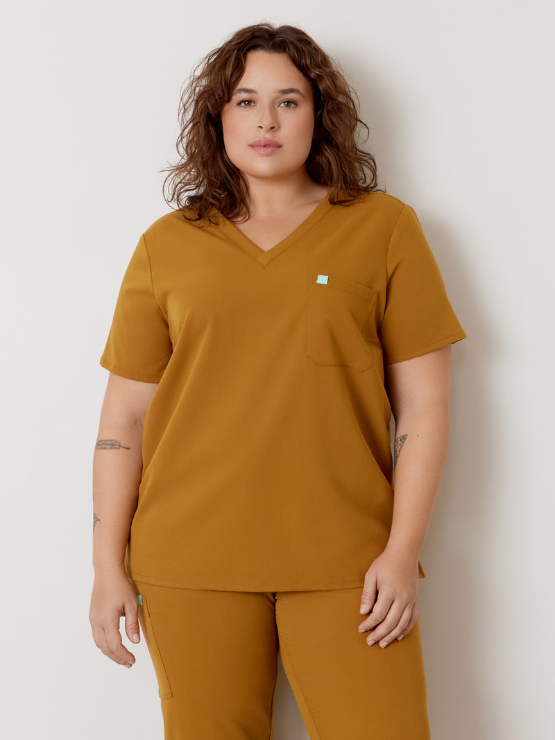 GABRIELLE RE-GARDE™ - BRONZE - One Pocket Scrub Top - SILVADUR™||GABRIELLE RE-GARDE™ - BRONZE - Haut Une Poche - SILVADUR™