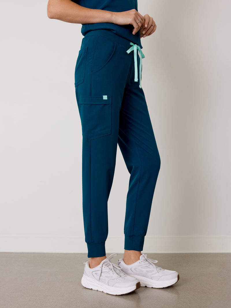 DEMI RE-GARDE™ - BLEU OPALE - Jogger Scrub Pants - SILVADUR™||DEMI RE-GARDE™ - BLEU OPALE - Pantalon Jogger - SILVADUR™