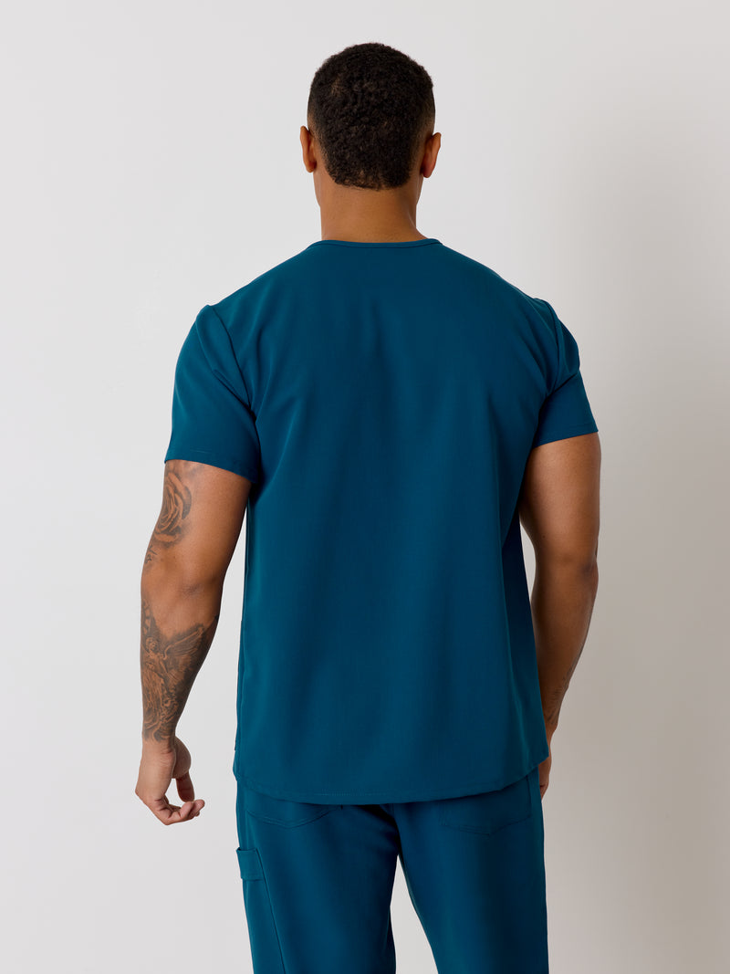 ZACK RE-GARDE™ - BLEU OPALE - Three Pockets Men's Scrub Top - SILVADUR™||ZACK RE-GARDE™ - BLEU OPALE - Haut Trois Poches - SILVADUR™