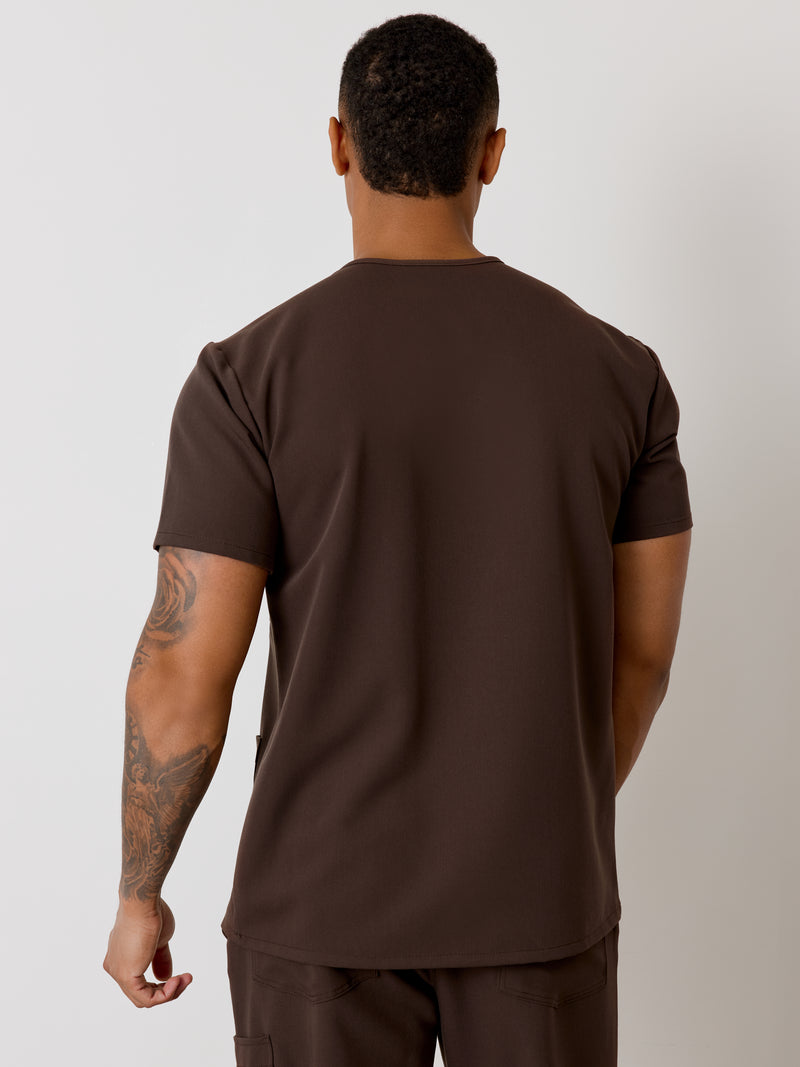 ZACK RE-GARDE™ - CHOCOLAT - Three Pockets Men's Scrub Top - SILVADUR™||ZACK RE-GARDE™ - CHOCOLAT - Haut Trois Poches - SILVADUR™