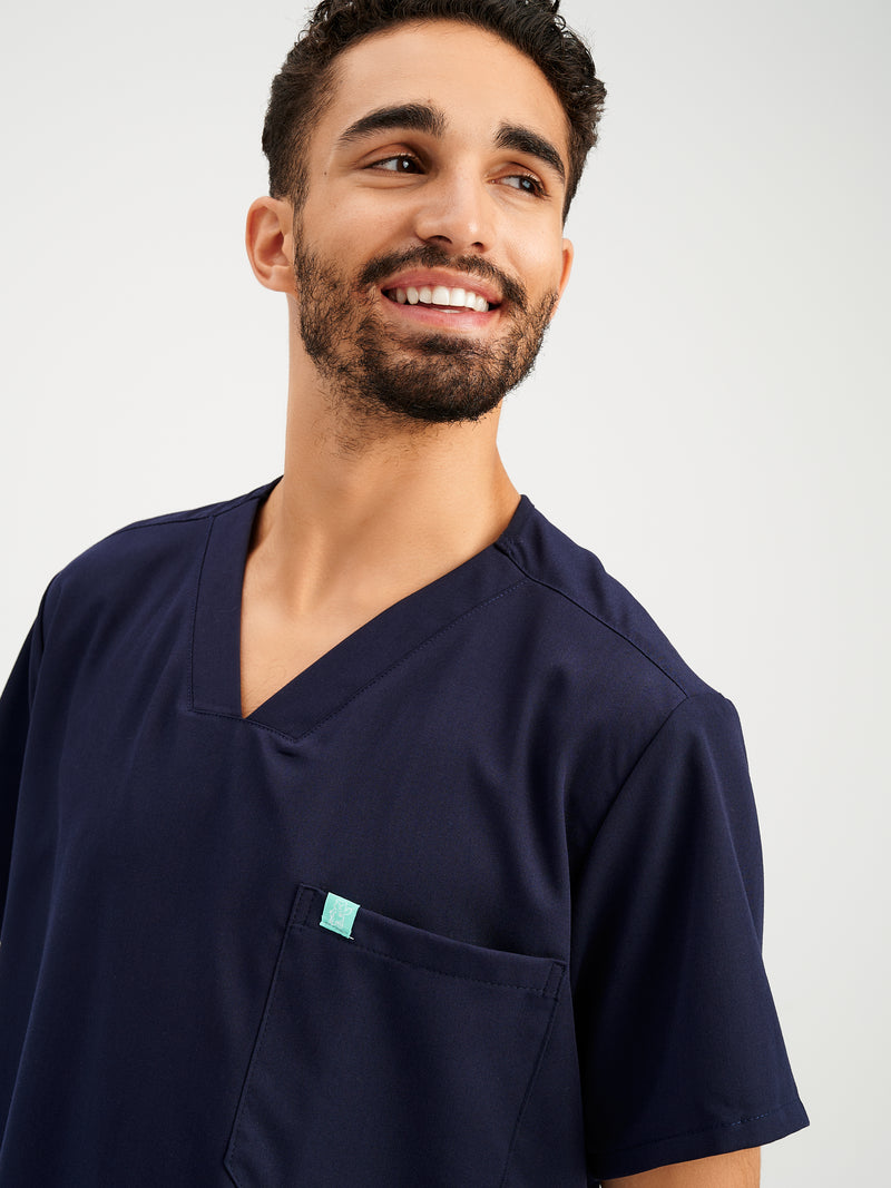 ZACK RE-GARDE™ - BLEU MYSTIQUE - Three Pockets Men's Scrub Top - FINAL SALE||ZACK RE-GARDE™ - BLEU MYSTIQUE - Haut Trois Poches - VENTE FINALE