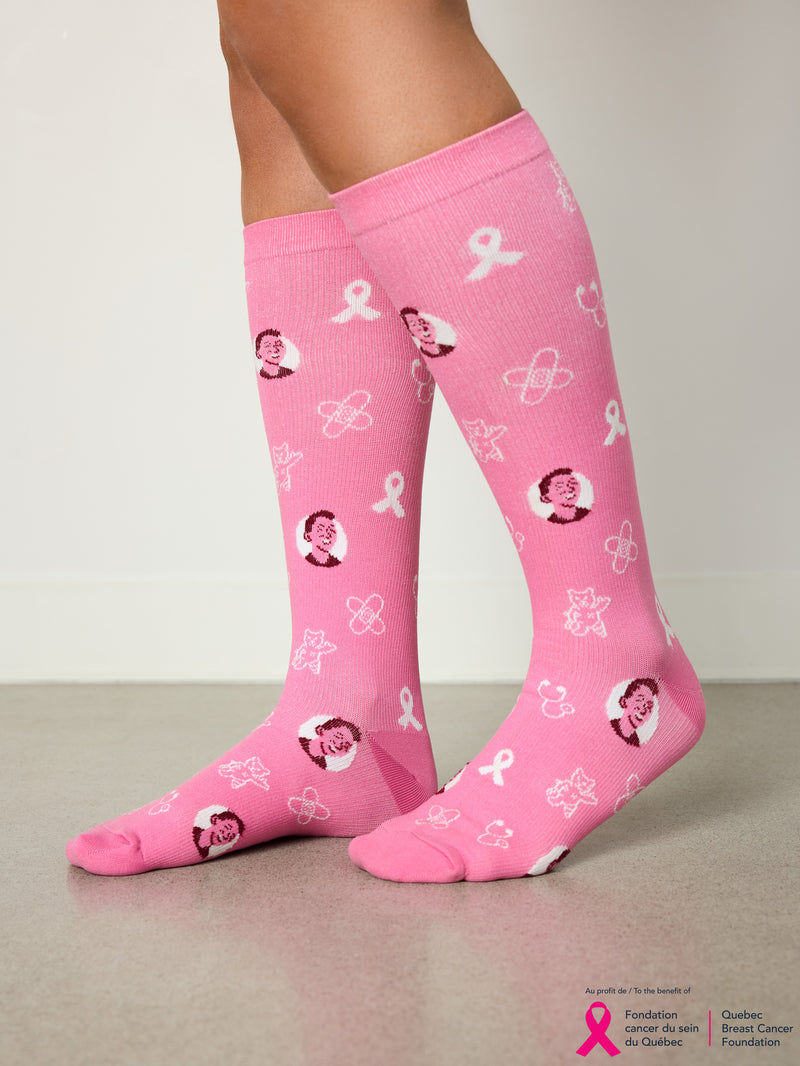 Compression Socks - Nurse John - Rose Bulle||Chaussettes de Compression - Nurse John - Rose Bulle