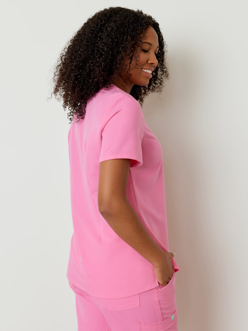 GABRIELLE RE-GARDE™ - ROSE BULLE - One Pocket Scrub Top - SILVADUR™||GABRIELLE RE-GARDE™ - ROSE BULLE - Haut Une Poche - SILVADUR™