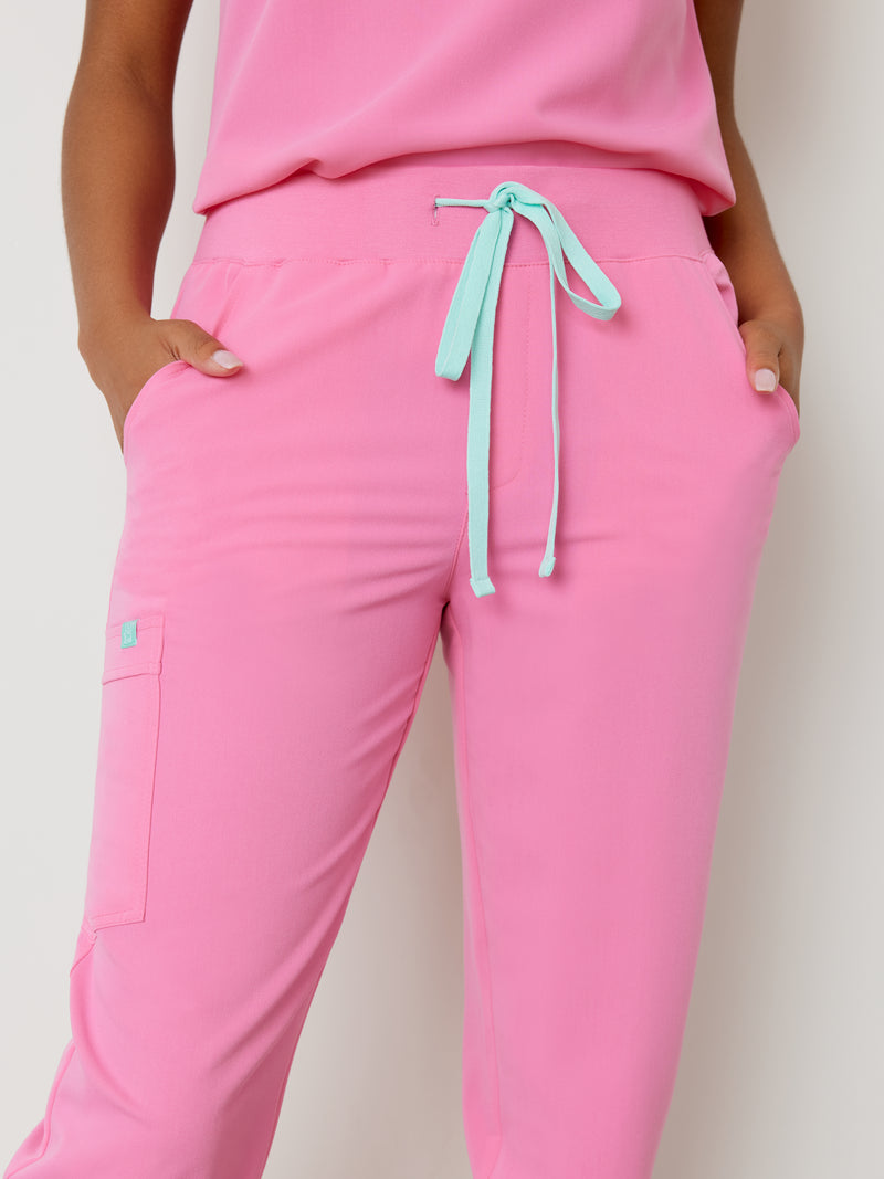 DEMI RE-GARDE™ - ROSE BULLE - Jogger Scrub Pants - SILVADUR™|| DEMI RE-GARDE™ - ROSE BULLE - Pantalon Jogger - SILVADUR™