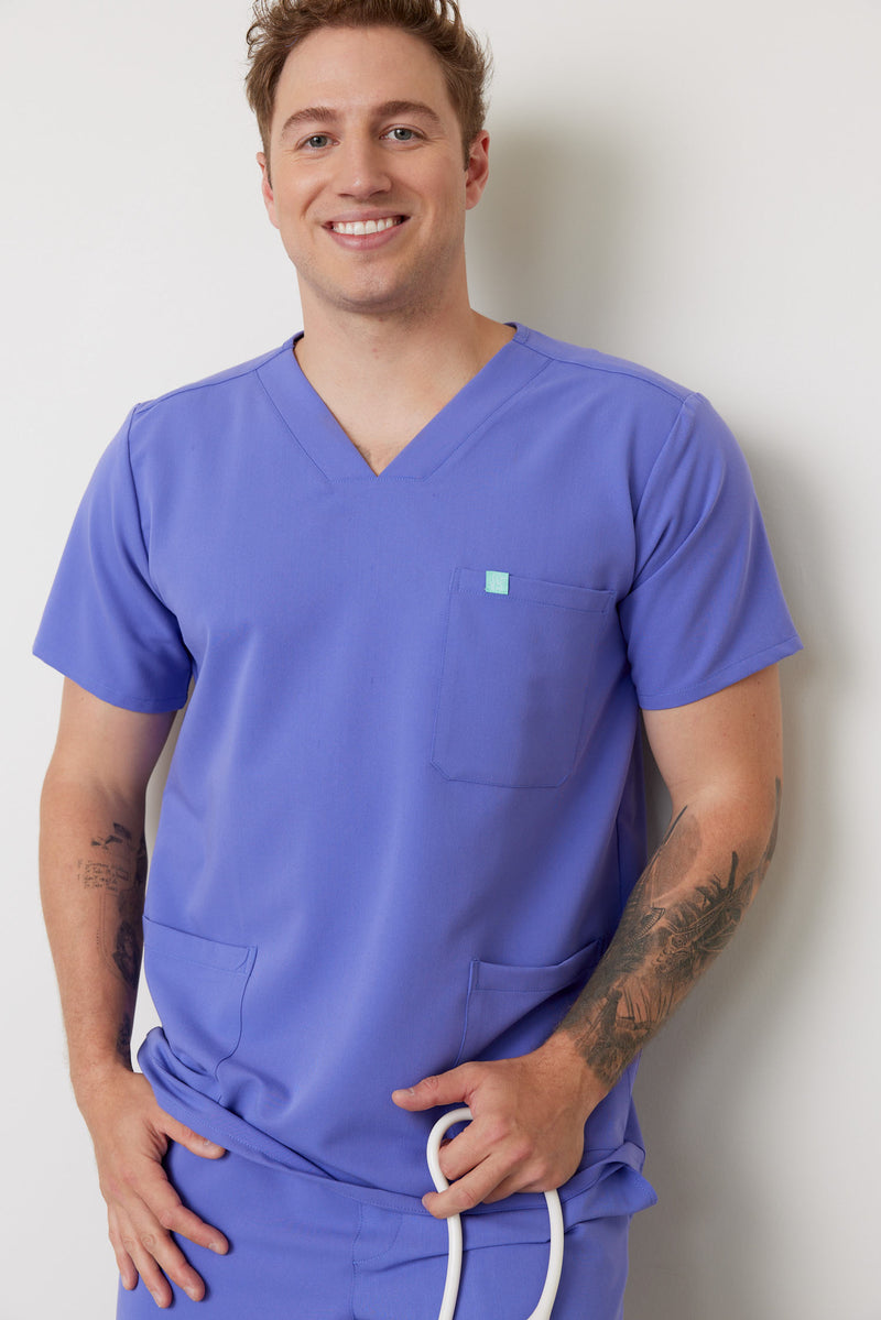 ZACK RE-GARDE™ - IRIS - Three Pockets Men's Scrub Top - SILVADUR™||ZACK RE-GARDE™ - IRIS - Haut Trois Poches - SILVADUR™