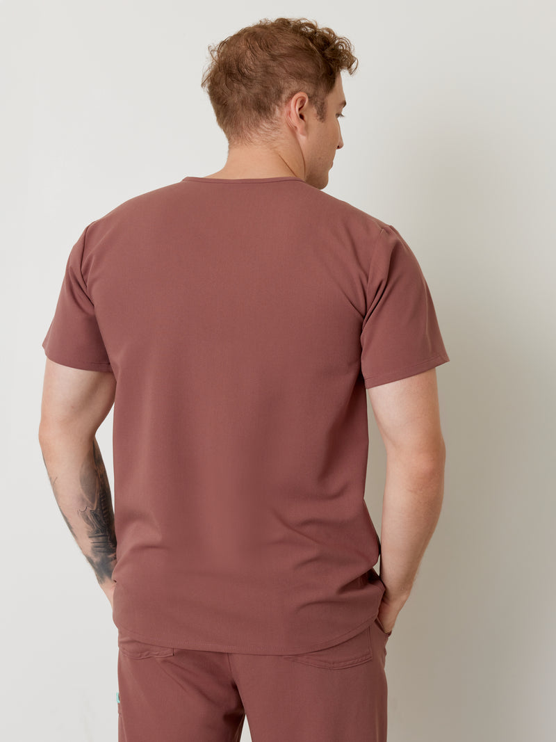 ZACK RE-GARDE™ - MARRON - Three Pockets Men's Scrub Top - SILVADUR™||ZACK RE-GARDE™ - MARRON - Haut Trois Poches - SILVADUR™