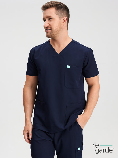 ZACK RE-GARDE™ - BLEU MYSTIQUE - Three Pockets Men's Scrub Top - FINAL SALE||ZACK RE-GARDE™ - BLEU MYSTIQUE - Haut Trois Poches - VENTE FINALE